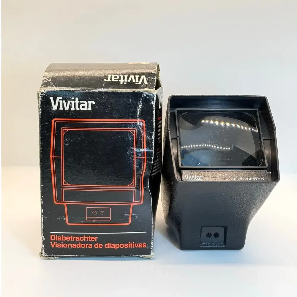 VTG Vivitar Slide Viewer Lighted 35mm Film Viewer 2x Magnifier w Box Retro Photo